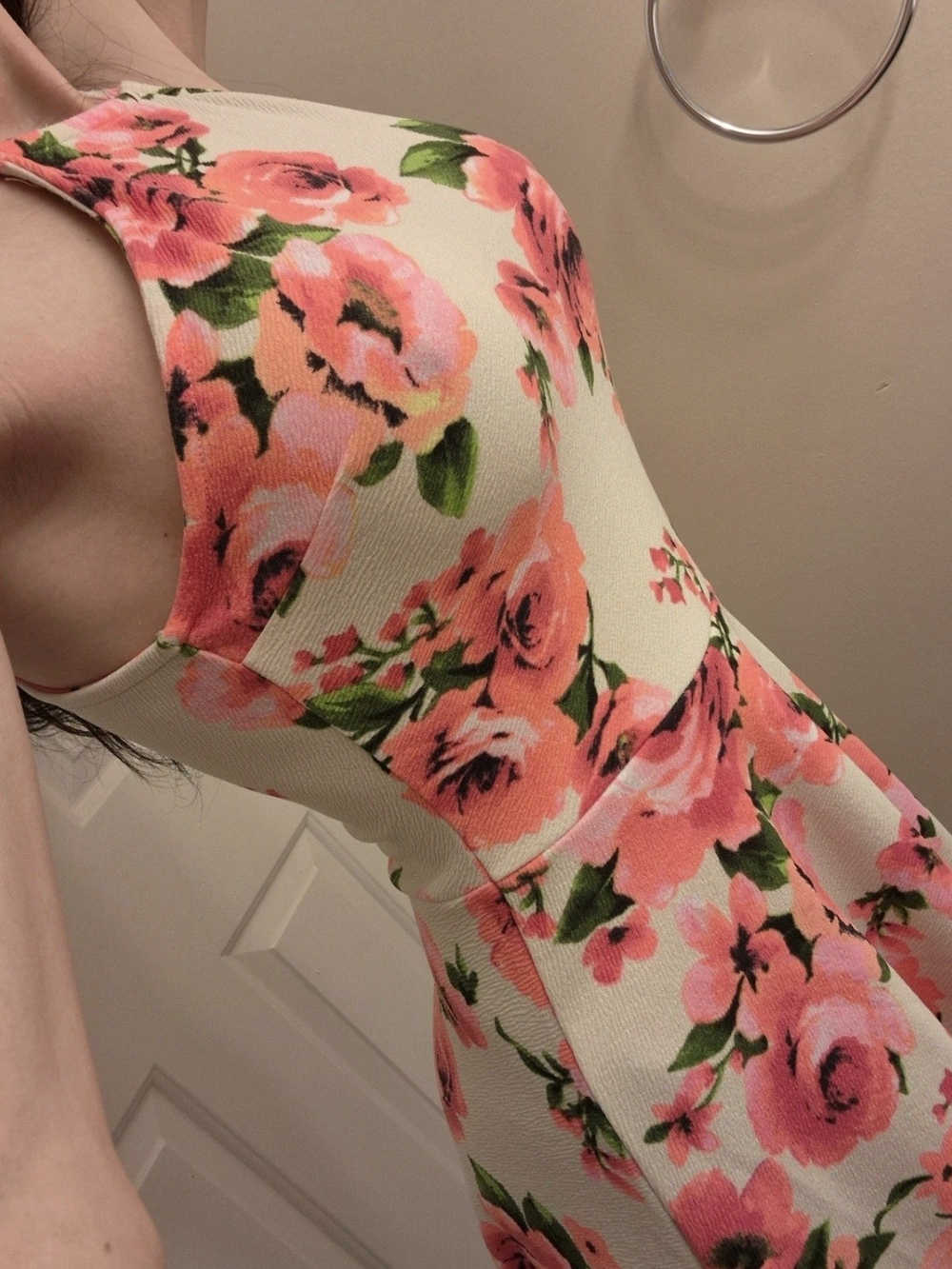 Charlotte Russe Coral Floral Fit & Flare Mini Dress